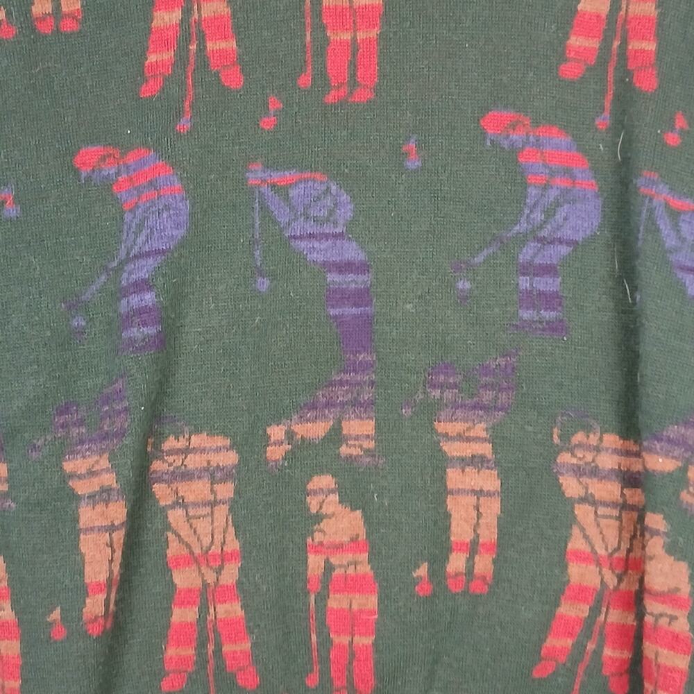 Vintage Collectif Italian Golf Wool Blend Sweater Green Medium Grandpacore Retro - Picture 2 of 10